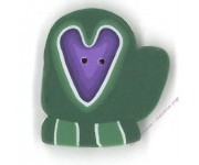 Пуговица 4422.L Большая зеленая варежка с сердечком (large green mitten with heart)