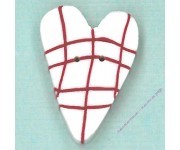 Пуговица RW1002 Белое клетчатое сердце (white plaid heart)