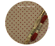 3609/5391 Натуральный в красный горох (Raw linen & red dots)