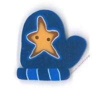 Пуговица 4421.L Большая синяя варежка со звездой (large blue mitten with star)