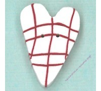 Пуговица RW1002 Белое клетчатое сердце (white plaid heart)