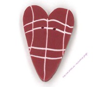 Пуговица RW1003 Красное клетчатое сердце (red plaid heart)