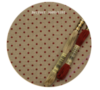 3609/5391 Натуральный в красный горох (Raw linen & red dots)